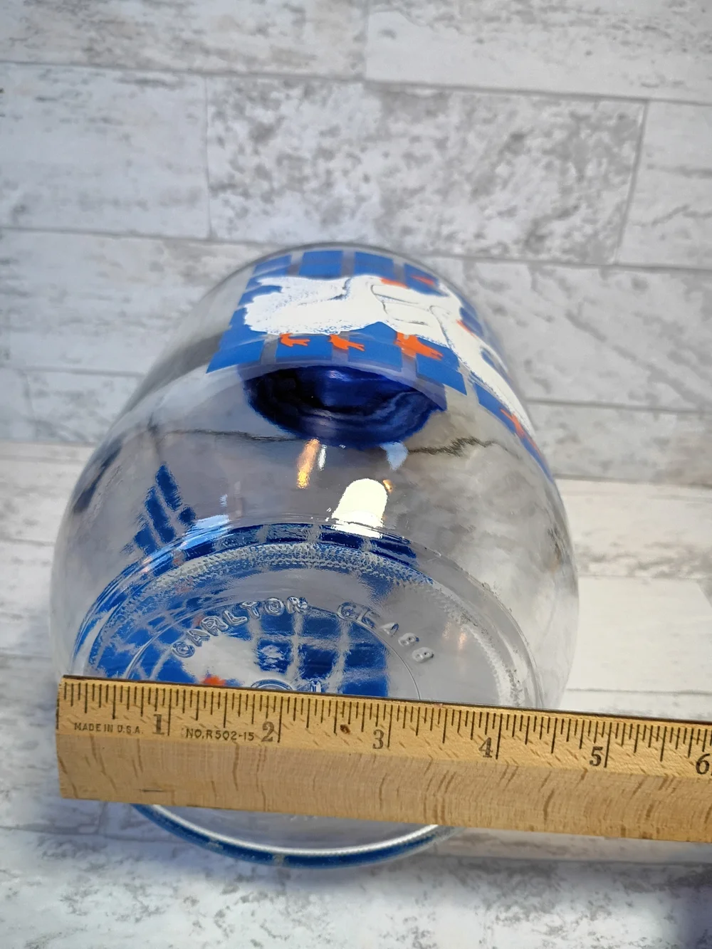 Vintage Country Geese Glass Jar with Blue Lid Carlton Glass Cottagecore- 3L